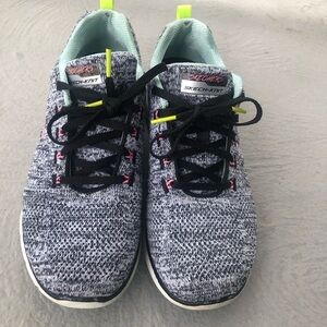 Skechers Black and White Knit Sneakers